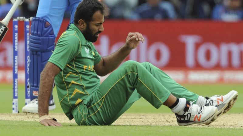 Wahab Riaz was injured while bowling during the match against India